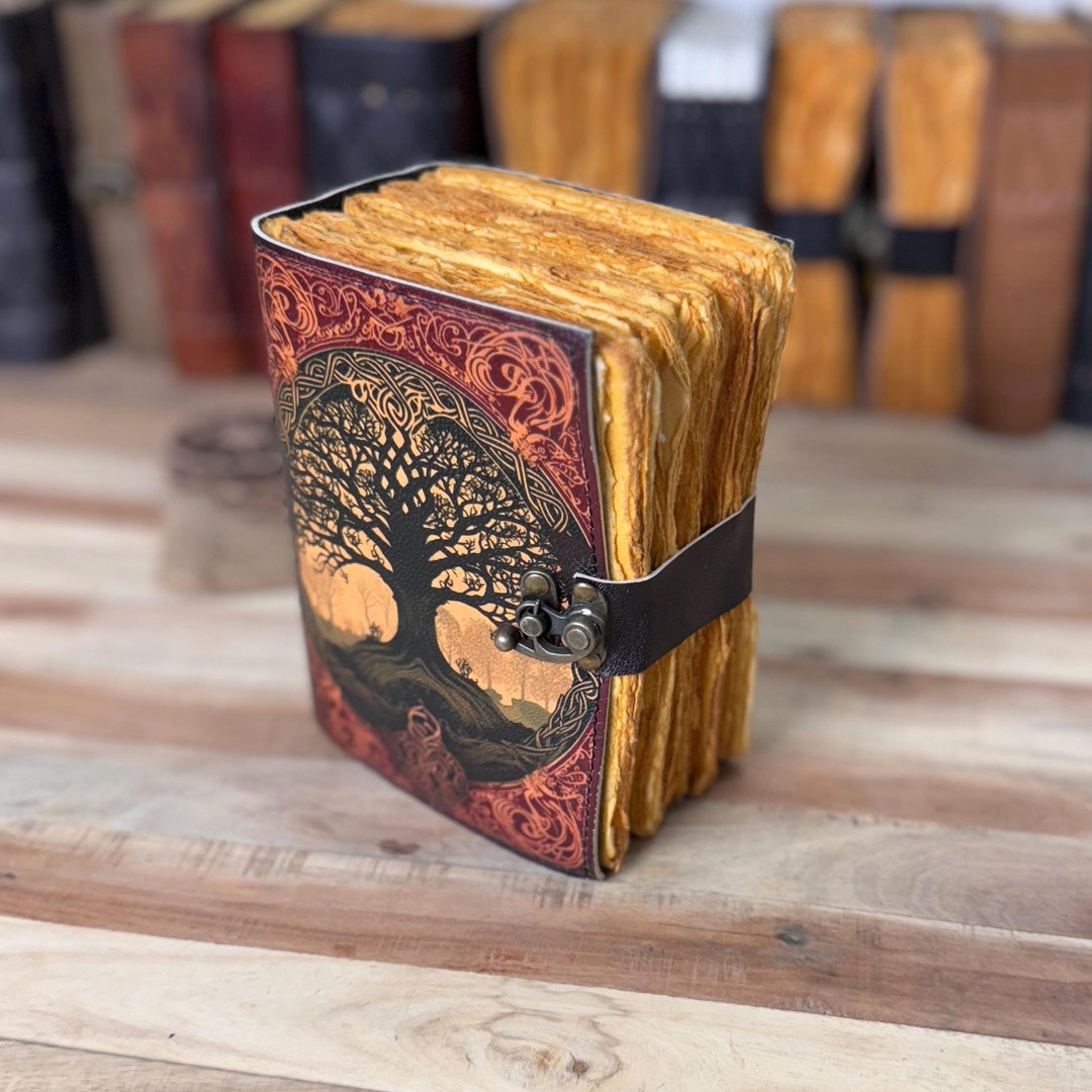 Tree of Life Leather Grimoire Journal: Blank Book of Shadows - Etsy