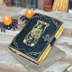 Caderno de Tarô dos Amantes Caderno Gótico Espiral Amante de Caveiras Diários Antigos presentes para homens ou mulheres Livro de Feitiços Grimório Diário Impresso
