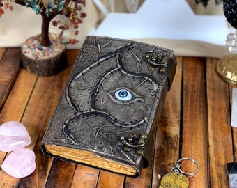 Hocus Pocus Book of Spells: Leather Journal, Halloween Prop