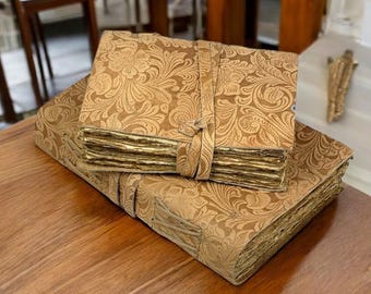Handmade Leather Journal: Vintage Deckle Edge Paper, Book of Shadows