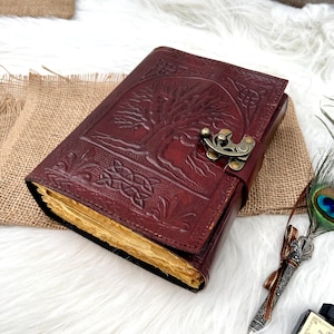 Diario in pelle extra large, Albero della vita, Rilievo con fogli bianchi, Diario personale per scrivere, Regalo personalizzato per la Festa del papà per lui