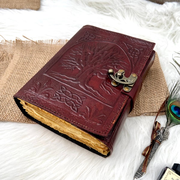 Extra large Leather Journal, Tree Of Life, Embossed With Blank Papers, Personal Journal For Writing, Father's Day Personalize Gift For Him