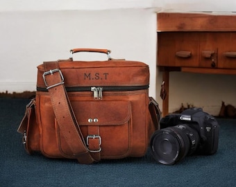 Personalized Leather Camera Bag: DSLR Crossbody Sling, Travel Gift