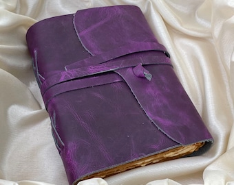 Handmade Leather Journal: Antique Deckle Edge Paper Grimoire (7x5 in)