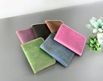 Personalized Full Grain Leather Wallet: Slim Front Pocket Design