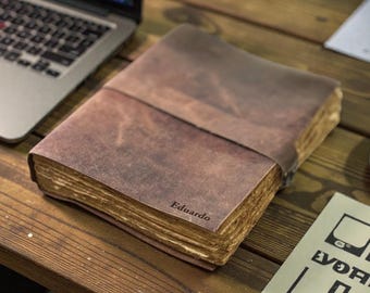 Vintage Leather Journal – Deckle Edge Paper, Wrap Closure Notebook