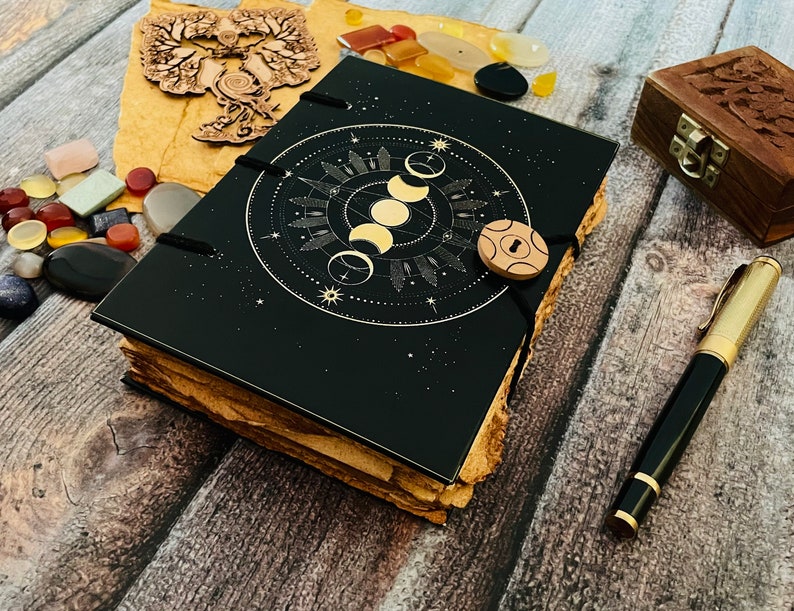 Moon Grimoire Journal: Hardcover Spell Book With Deckle Edge Paper - Etsy