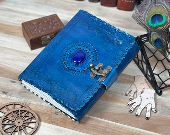 Journal en cuir fait main pour homme et femme 240 pages de papier ancien fait main avec bordures décoratives, carnet de croquis en cuir, cadeau de Noël