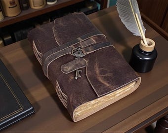 personalized leather journal - custom notebook Sketchbook - travel journal - Handmade junk book of shadows