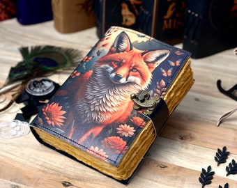 Journal en cuir vintage Wolf pour homme et femme, 200 pages de papier ancien fait main, carnet de croquis en cuir grimoire, cadeau de Noël