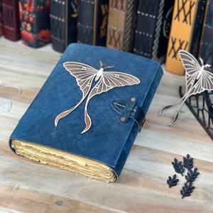 Blank Spell Book of Shadows Luna Moth Journal Witchcraft Supplies Moth Decor and Morpho Butterfly