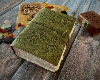 Journal en cuir fait à la main - vintage Deckle Edge Paper Bound Journal - Book of Shadows Journal - Carnet de croquis en cuir