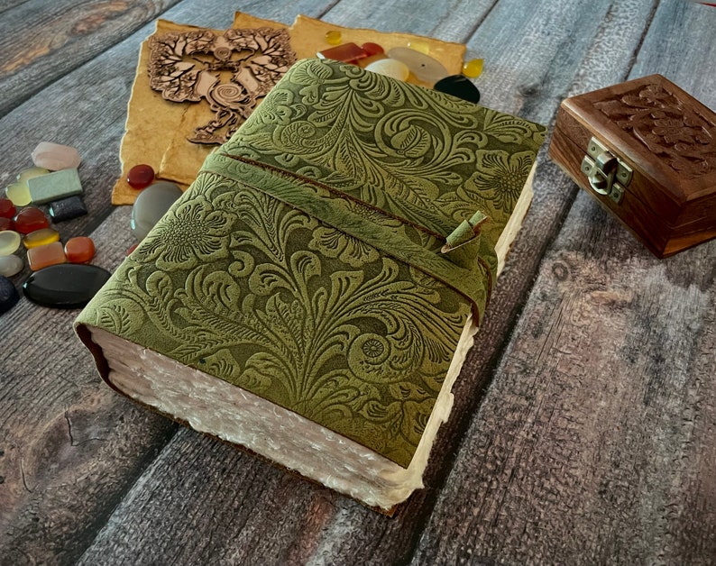 Journal en cuir fait main journal vintage avec reliure en papier Deckle Edge journal du livre des ombres carnet de croquis en cuir image 1