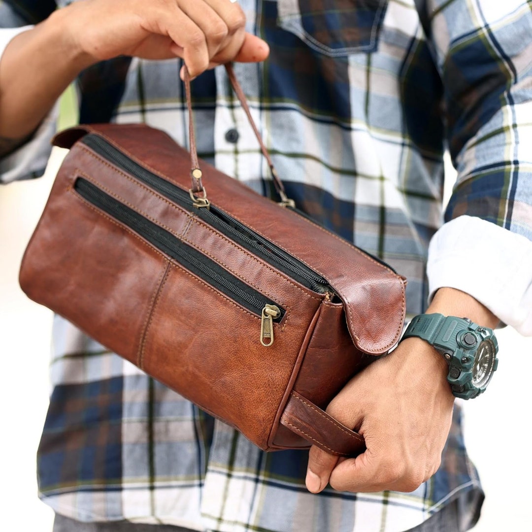Personalized Leather Toiletry Bag Large Dopp Kit for Men & Women Best Toiletries Bags for ...