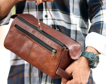 Grande trousse de toilette en cuir personnalisée pour homme et femme Meilleures trousses de toilette pour salle de bain et voyage