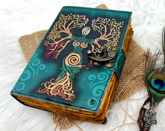 Tree of Life Leather Journal: Blank Book of Shadows, 7x5 Inches