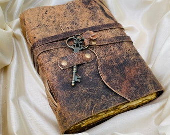 50% OFF Leather journal - handmade deckle edge paper, Leather Bound Journal - Book of shadows - leather sketchbook - Drawing Journal
