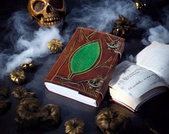 Leaf Leather Journal: Handmade Grimoire, Blank Book of Shadows