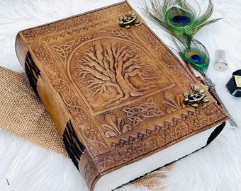 600 Pages large Leather Journal, Tree Of Life, Leather Notebook, Spell Book of shadows journal, Travel Book, Gift for Him & Her, 10x7 Inches