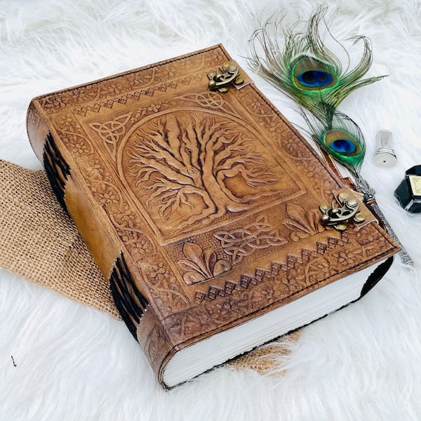 600 Seiten großes Lederbuch, Baum Des Lebens, Leder Notizbuch, Zauberbuch der Schatten, Reisebuch, Geschenk für Sie & Ihn, 26x18cm