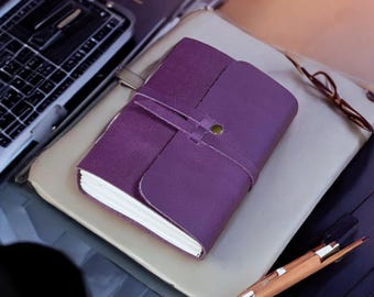 Personalized Full Grain Leather Mini Journal: Handmade Pocket Travel Notebook