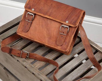 Personalized Leather Laptop Messenger Bag: Crossbody Sling Satchel