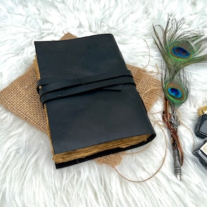 Leather journal - handmade deckle edge paper, Leather Bound Journal - Book of shadows - leather Notebook, sketchbook, Album Book,