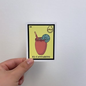 Loteria „El Cantarito” jako naklejka na napój Paloma | Meksykańska kultura napojów Sztuka | Naklejka winylowa na laptopy, butelki z wodą i nie tylko