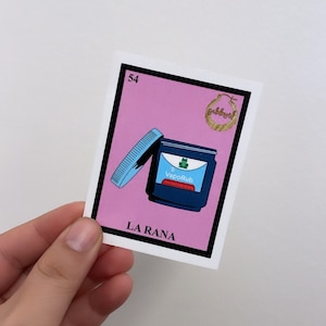 Lotería « La Rana » en Sticker Vaporub | Art culturel mexicain nostalgique | Sticker en vinyle pour ordinateurs portables, bouteilles d'eau et plus
