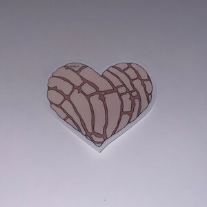Weiß Herz Concha Brot Aufkleber | Süße mexikanische Pan Dulce Art | Vinyl-Aufkleber für Laptops, Wasserflaschen & mehr