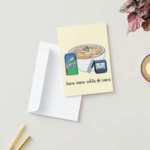 Que Te Mejor Pronto / Tarjeta Que Te Mejores Pronto / Temática de Sopa de Pollo, Sprite y VapoRub / Sana Sana Colita de Rana