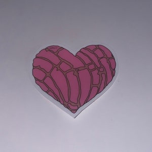Sticker roze hart conchabrood | Zoete Mexicaanse Pan Dulce Art | Vinylsticker voor laptops, waterflessen en meer
