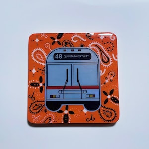 Posavasos holográfico personalizado pintado a mano de San Francisco / Regalo único del área de la bahía de San Francisco / Decoración icónica de San Francisco para el hogar