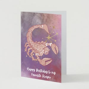 Tarjeta de cumpleaños de Escorpio / Tarjeta con temática del zodíaco para los apasionados y fieros / Tarjeta de cumpleaños astrológica