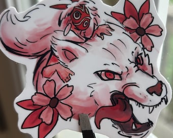 Pegatina de vinilo de 7,6 cm de la Princesa Mononoke estilo tatuaje de Ghibli