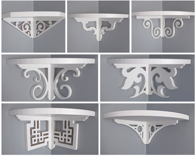 Floating Corner Shelves | Custom Shelving | Corner Shelf | Decorative Bracket | For Books/Plants/misc. | Living Room, Kitchen, Bedroom, Bath