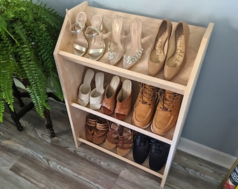 Standing Shoe Rack | Display Storage Rack | For Books/Towels/misc. in Living Room, Entryway Hall, Bedroom, Mudroom | Organizational Shelving