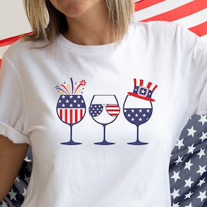 Patriotic Wine Glasses Sweatshirt/Hoodie/Tee Shirt/Long-sleeve Tee, 4th of July, Independence Day