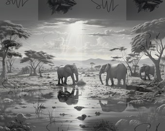 Elephant Digital Image/Laser Prepped/ PNG & JPG