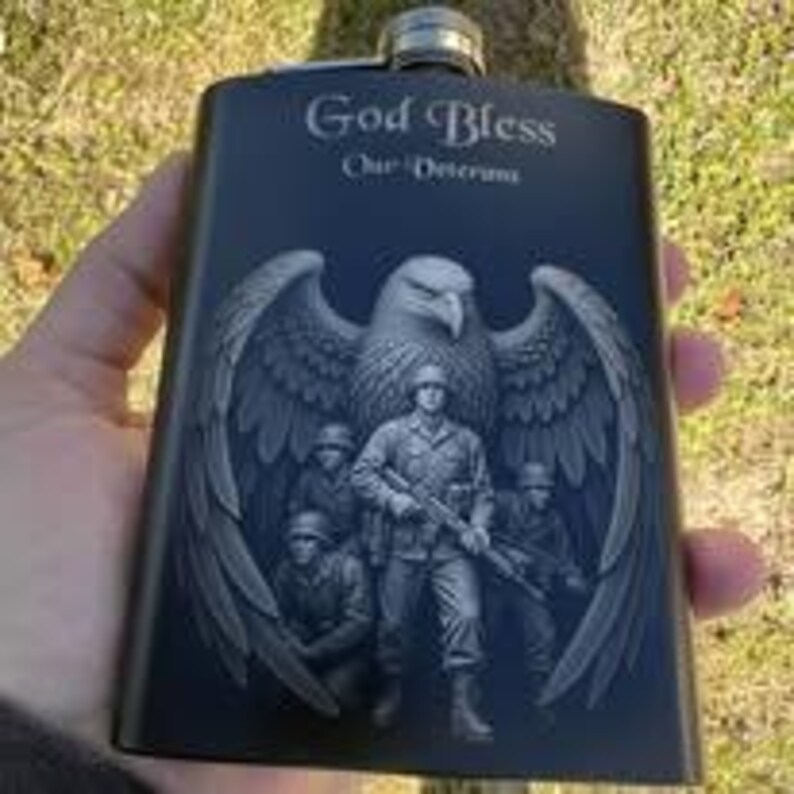 Flask God God Bless | PNG HD Engraving Design | Digital Download | Greyscale ...