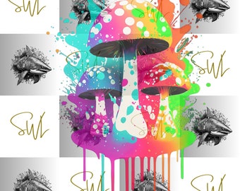 Sublimation Images/Transparent/PNG/Four Images/4K/Unicorn/Mushroom/Lips/Frog/Printable Art/Digital Images