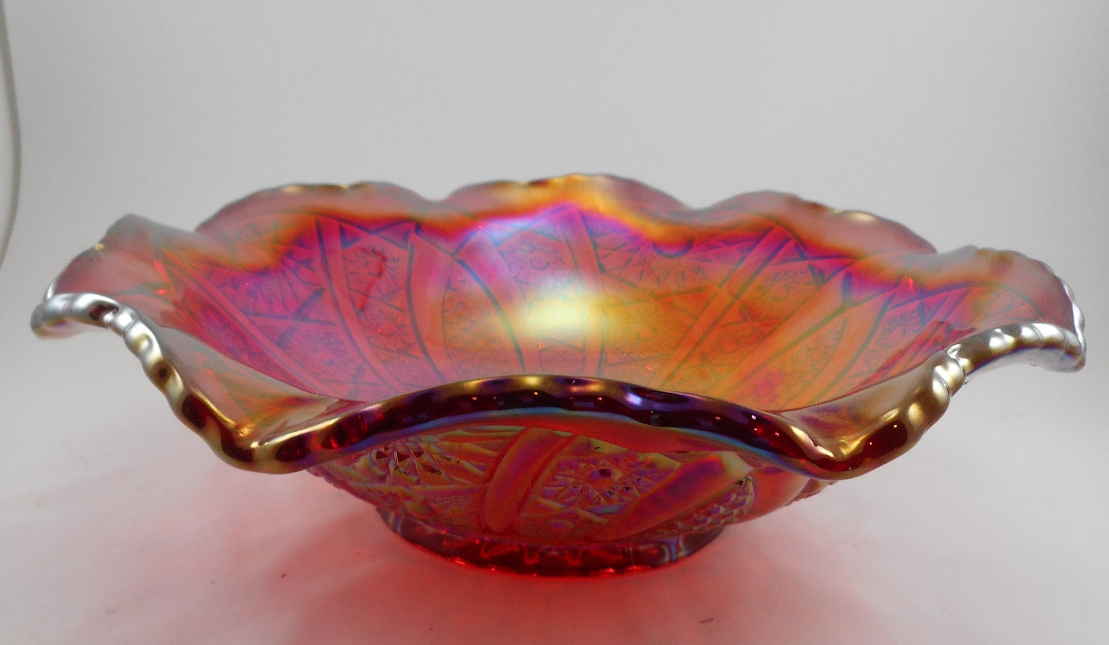 Red Carnival Glass Bowl - Gaslight Square Shoppes