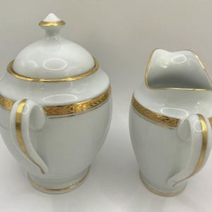 LIMOGES - France sugar and creamer golden trim set CIRCA 1960s