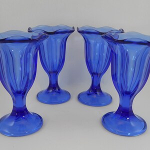 4 Sundae Glass Cobalt Blue CIRCA 1970s