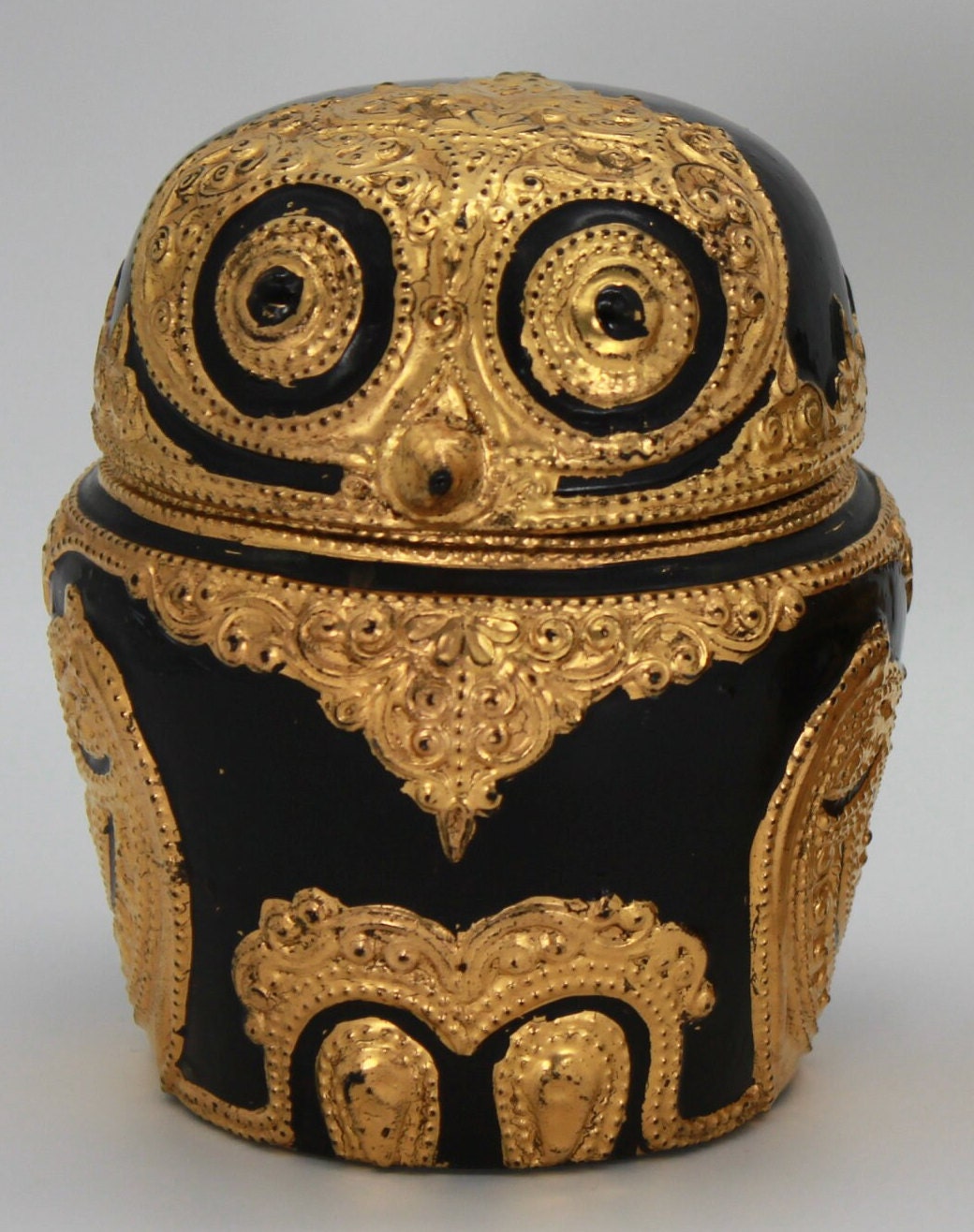 ビルマ手作り漆器ふくろうの小物入れ2個セット ビルマ手作り漆器ふくろうの小物入れ2個セット