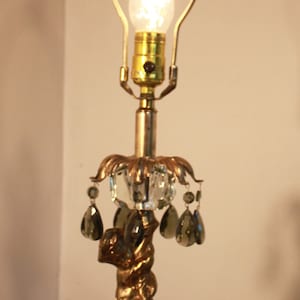 Italian Cherub lamp with teardrop crystals & marble base CIRCA 1960s