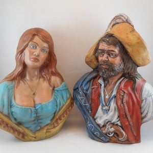 Holland Mold Pirate And Woman ceramic large sculptures CIRCA 1970s