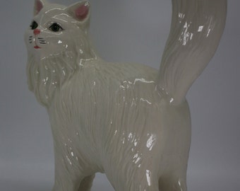 ITALY fine ceramic Siamese cat with beautiful eyes statue CIRCA 1970s
