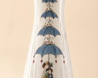 ROSENTHAL Raymond Peynet lovers umbrella birds porcelain Vase CIRCA 1960s