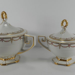 RARE Moritz Zdekauer Altrohlau / Austria set 2 lidded bowl CIRCA 1900s